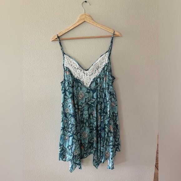 Anthropologie Lace Inset Blue Paisley Scarf Mini Dress Size Small - Picture 6 of 7